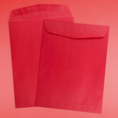 JAM Paper Open End Catalog Envelope, 9" x 12", Red, 100/Box (80329)