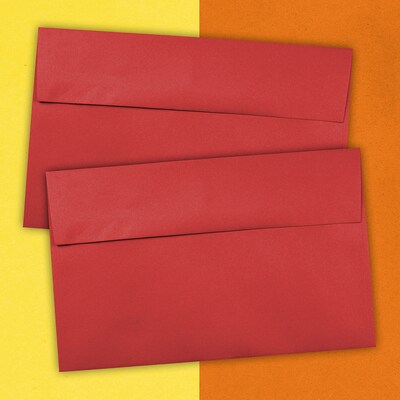 JAM Paper A10 Colored Invitation Envelopes, 6" x 9 1/2", Red Recycled, 50/Pack (96078I)