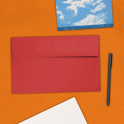 JAM Paper A10 Colored Invitation Envelopes, 6" x 9 1/2", Red Recycled, 50/Pack (96078I)