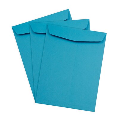 JAM Paper Open End Catalog Envelope, 9" x 12", Blue, 50/Pack (80386I)