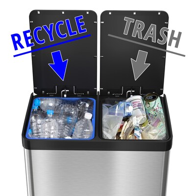iTouchless SoftStep Stainless Steel Step Trash Can and Recycle Bin with Odor Filter, 16 Gal., Silver