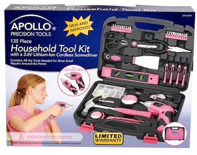 Apollo Tools Household Tool Kit Pink, 135 Piece (DT0773N1)