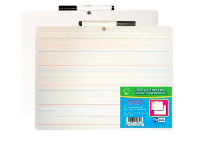 Flipside Dry-Erase Mobile Lined Whiteboard with Pen and Eraser, 0.75' x 1', 12/Pack (19134)