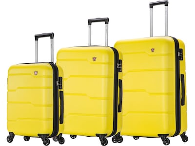 DUKAP Rodez 3-Piece Hardside Spinner Luggage Set, TSA Checkpoint Friendly, Yellow (DKRODSML-YEL)