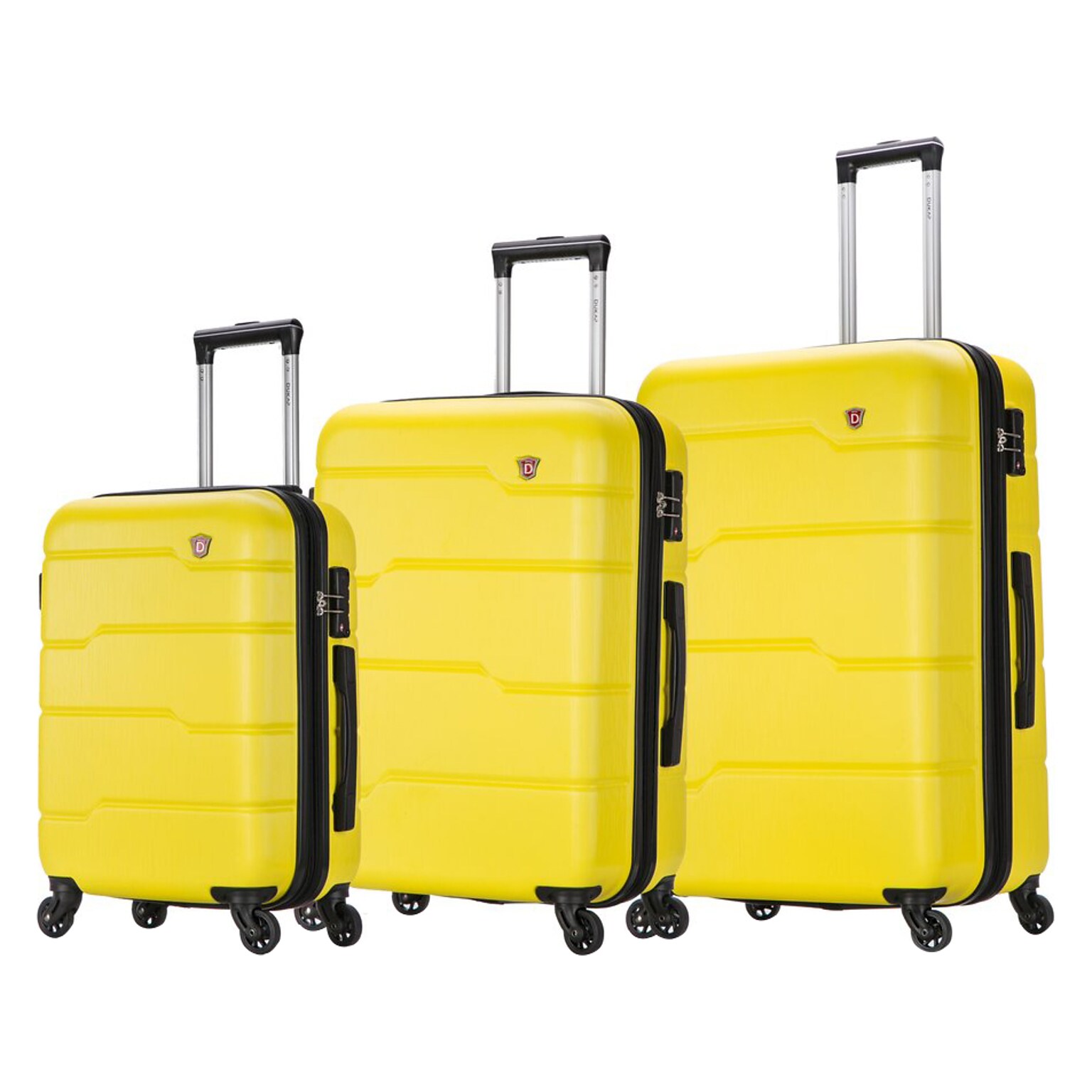 DUKAP Rodez 3-Piece Hardside Spinner Luggage Set, TSA Checkpoint Friendly, Yellow (DKRODSML-YEL)