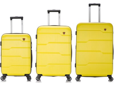 DUKAP Rodez 3-Piece Hardside Spinner Luggage Set, TSA Checkpoint Friendly, Yellow (DKRODSML-YEL)