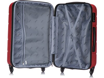 DUKAP Rodez 3-Piece Hardside Spinner Luggage Set, TSA Checkpoint Friendly, Red (DKRODSML-RED)