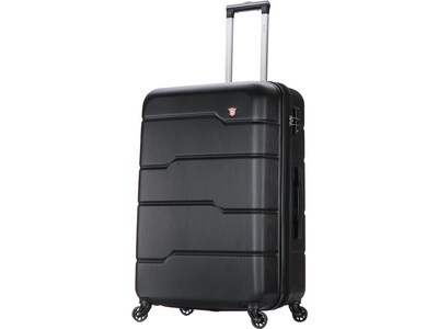 DUKAP Rodez 27.5 Hardside Suitcase, 4-Wheeled Spinner, TSA Checkpoint Friendly, Black (DKROD00L-BLK