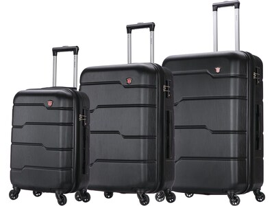 DUKAP Rodez 3-Piece Hardside Spinner Luggage Set, TSA Checkpoint Friendly, Black (DKRODSML-BLK)