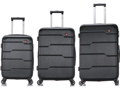 DUKAP Rodez 3-Piece Hardside Spinner Luggage Set, TSA Checkpoint Friendly, Black (DKRODSML-BLK)