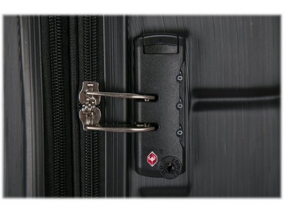 DUKAP Rodez 3-Piece Hardside Spinner Luggage Set, TSA Checkpoint Friendly, Black (DKRODSML-BLK)