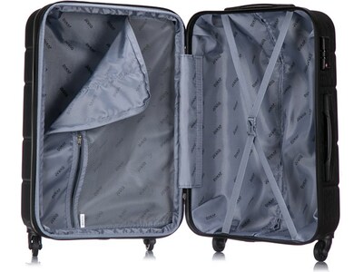 DUKAP Rodez 3-Piece Hardside Spinner Luggage Set, TSA Checkpoint Friendly, Black (DKRODSML-BLK)