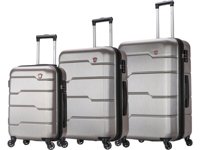 DUKAP Rodez 3-Piece Hardside Spinner Luggage Set, TSA Checkpoint Friendly, Silver (DKRODSML-COA)