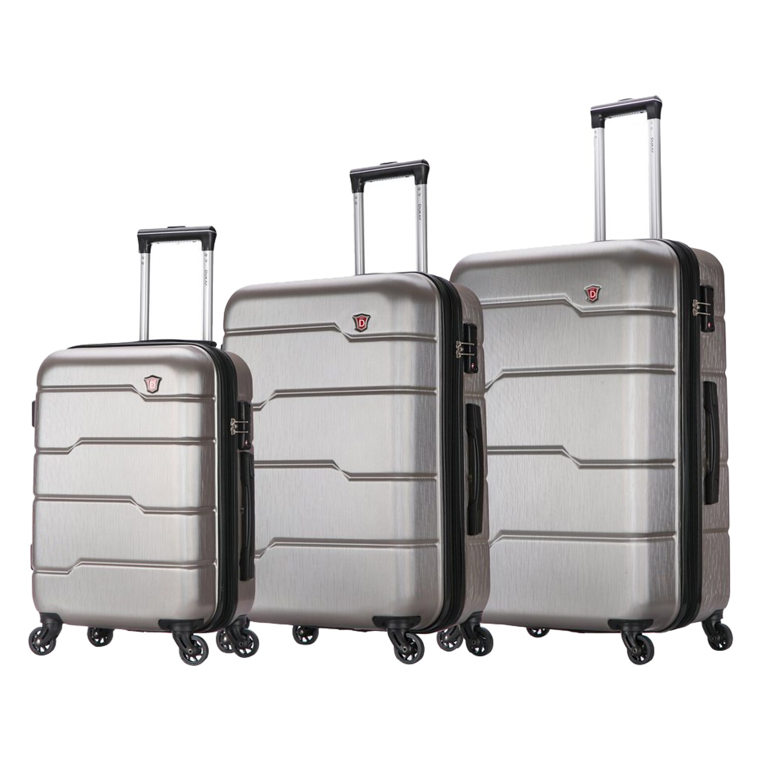 DUKAP Rodez 3-Piece Hardside Spinner Luggage Set, TSA Checkpoint Friendly, Silver (DKRODSML-COA)