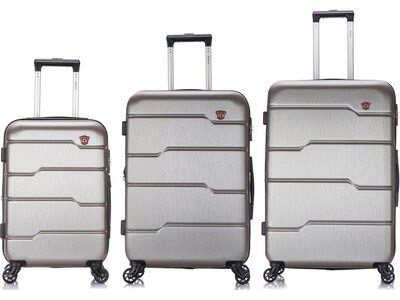 DUKAP Rodez 3-Piece Hardside Spinner Luggage Set, TSA Checkpoint Friendly, Silver (DKRODSML-COA)