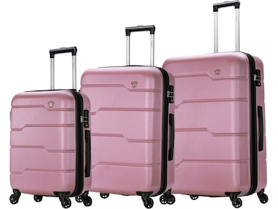 DUKAP Rodez 3-Piece Hardside Spinner Luggage Set, TSA Checkpoint Friendly, Rose Gold (DKRODSML-ROS)