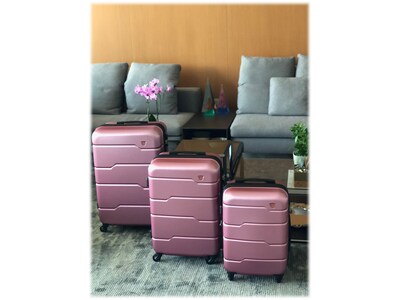DUKAP RODEZ 3-Piece Plastic Luggage Set, Rose Gold (DKRODSML-ROS)