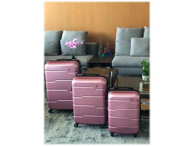 DUKAP Rodez 3-Piece Hardside Spinner Luggage Set, TSA Checkpoint Friendly, Rose Gold (DKRODSML-ROS)