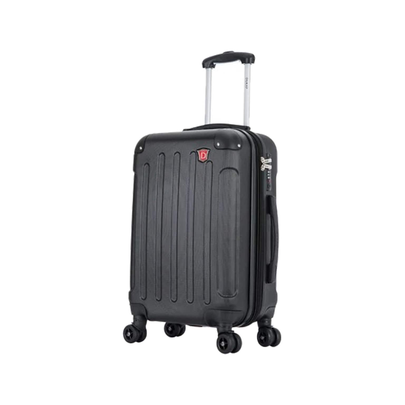 DUKAP INTELY PC/ABS Plastic 4-Wheel Spinner Luggage, Black (DKINT00S-BLK)