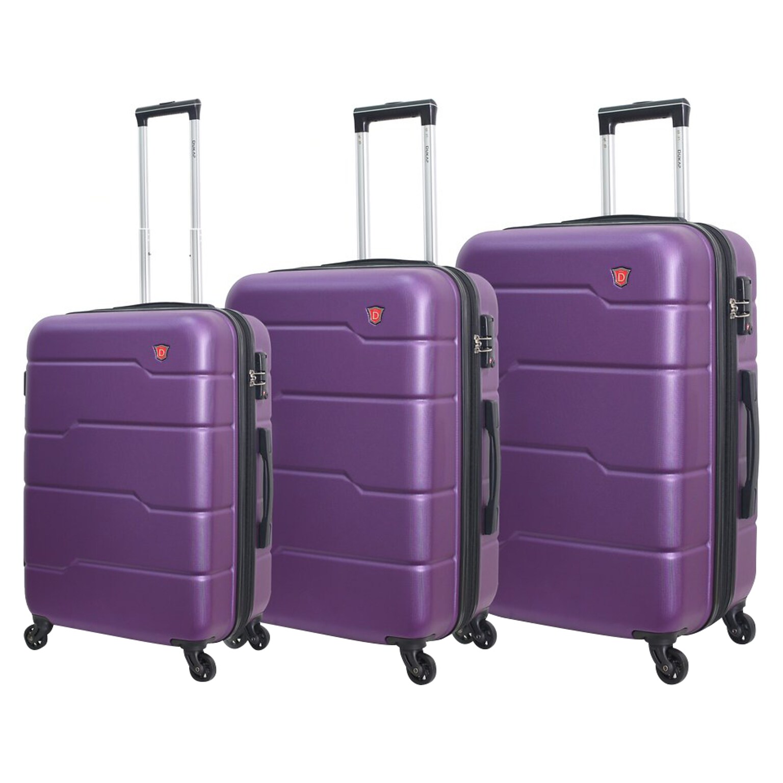 DUKAP Rodez 3-Piece Hardside Spinner Luggage Set, TSA Checkpoint Friendly, Purple (DKRODSML-PUR)