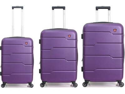DUKAP Rodez 3-Piece Hardside Spinner Luggage Set, TSA Checkpoint Friendly, Purple (DKRODSML-PUR)