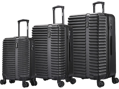 InUSA Ally 3-Piece Hardside Spinner Luggage Set, TSA Checkpoint Friendly, Black (IUALLSML-BLK)