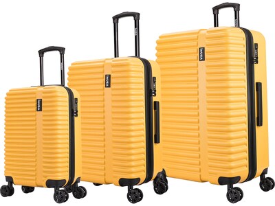 InUSA Ally 3-Piece Plastic Luggage Set, Mustard (IUALLSML-MUS)