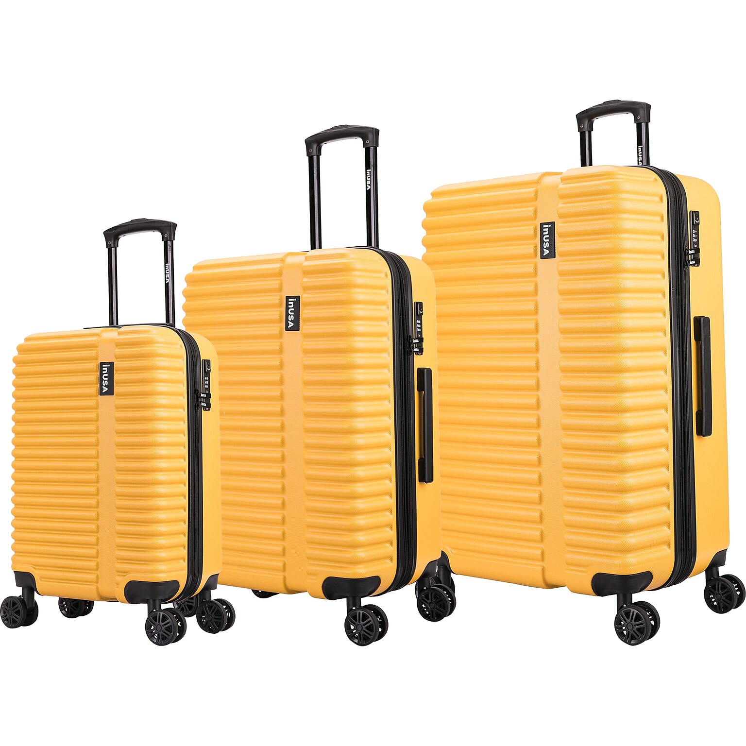 InUSA Ally 3-Piece Hardside Spinner Luggage Set, TSA Checkpoint Friendly, Mustard (IUALLSML-MUS)