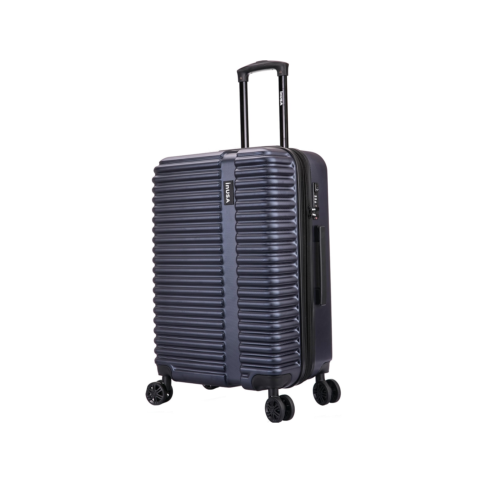 InUSA Ally Plastic 4-Wheel Spinner Luggage, Navy Blue (IUALL00M-BLU)