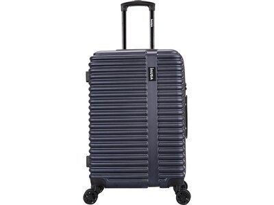 InUSA Ally Plastic 4-Wheel Spinner Luggage, Navy Blue (IUALL00M-BLU)