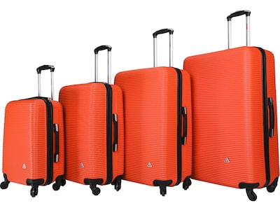 InUSA Royal 4-Piece Plastic Luggage Set, Orange (IUROYSMLXL-ORG)