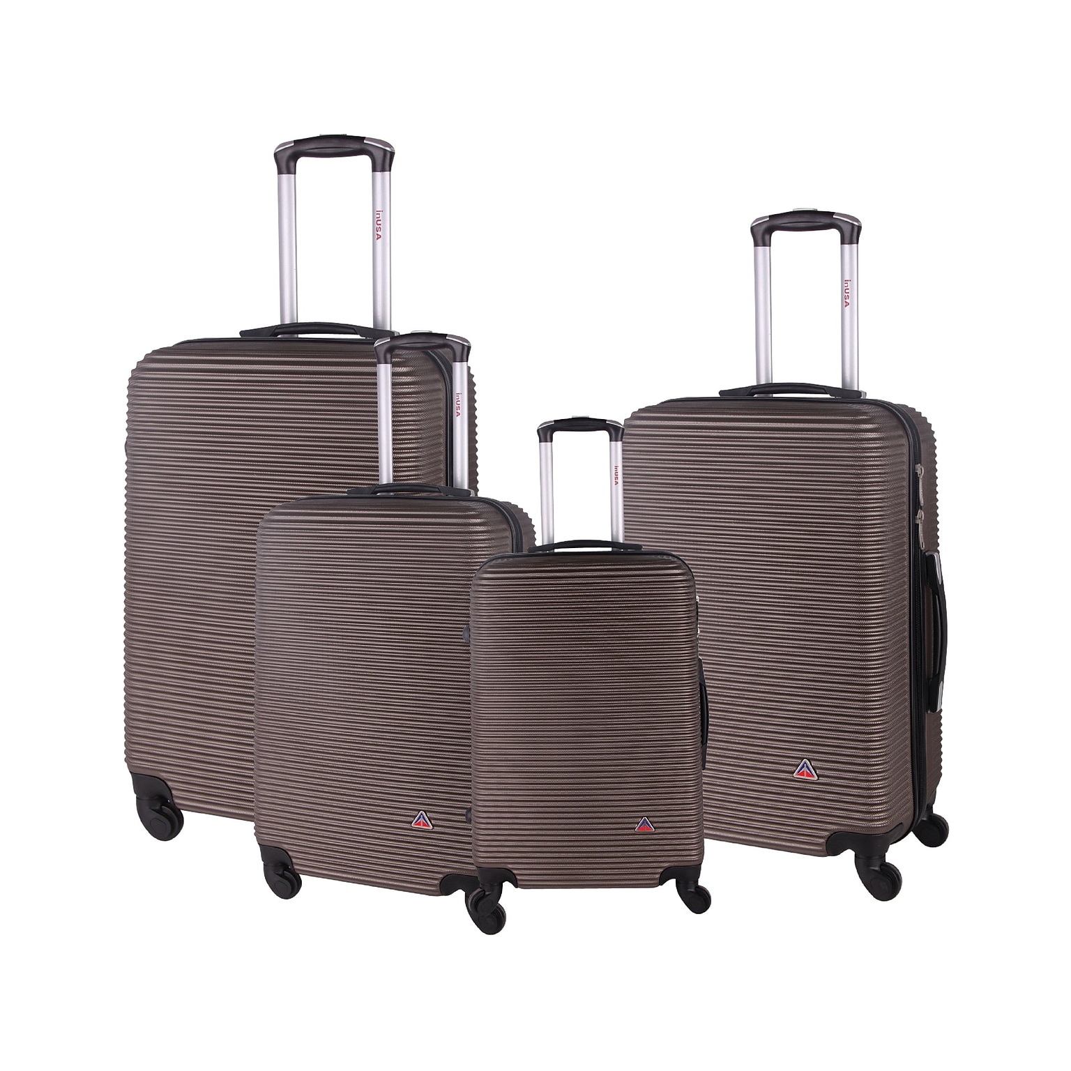InUSA Royal 4-Piece Hardside Spinner Luggage Set, Brown (IUROYSMLXL-BRO)
