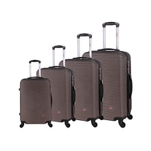 InUSA Royal 4-Piece Plastic Luggage Set, Brown (IUROYSMLXL-BRO)