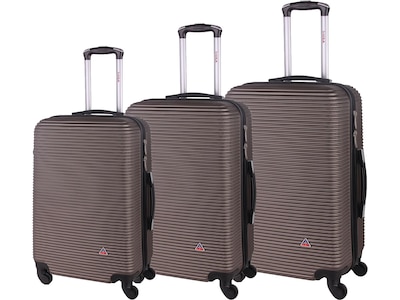 InUSA Royal 3-Piece Plastic Luggage Set, Brown (IUROYSML-BRO)