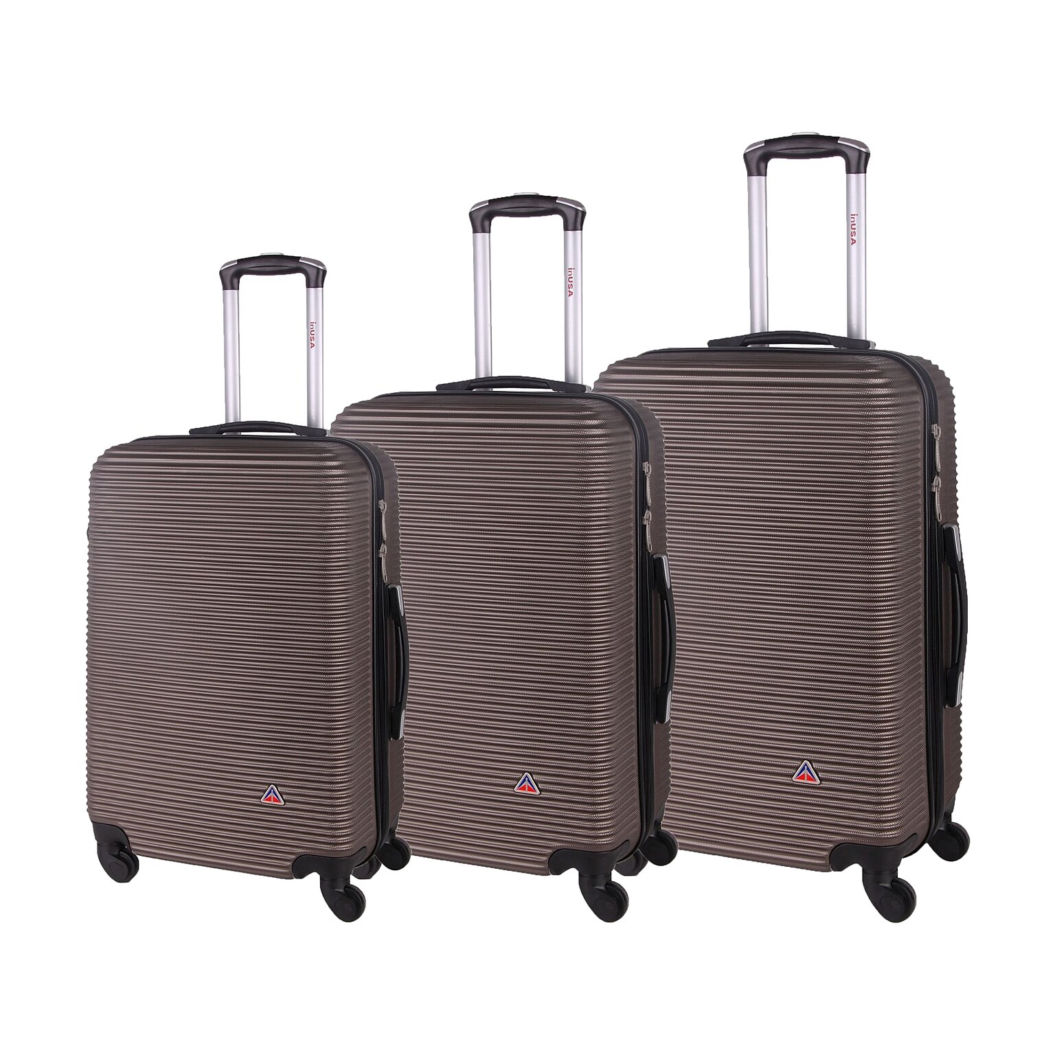 InUSA Royal 3-Piece Hardside Spinner Luggage Set, TSA Checkpoint Friendly, Brown (IUROYSML-BRO)
