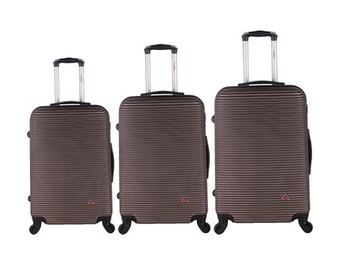 InUSA Royal 3-Piece Plastic Luggage Set, Brown (IUROYSML-BRO)