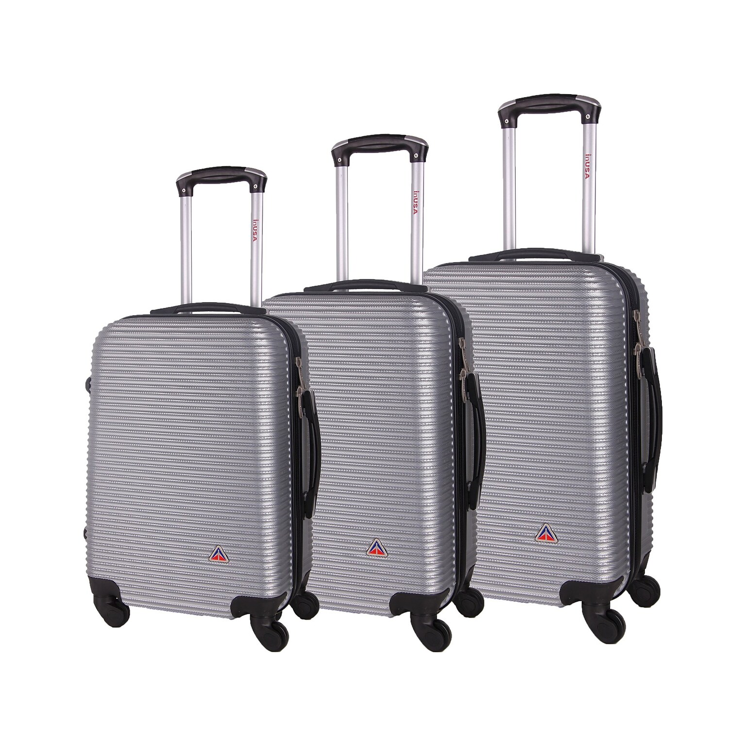 InUSA Royal 3-Piece Hardside Spinner Luggage Set, Silver (IUROYSML-SIL)