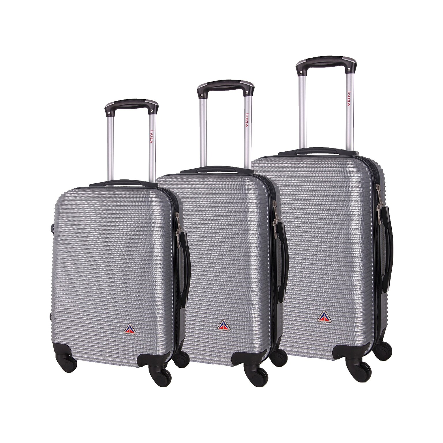 InUSA Royal 3-Piece Hardside Spinner Luggage Set, TSA Checkpoint Friendly, Silver (IUROYSML-SIL)