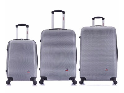 InUSA Royal 3-Piece Hardside Spinner Luggage Set, Silver (IUROYSML-SIL)