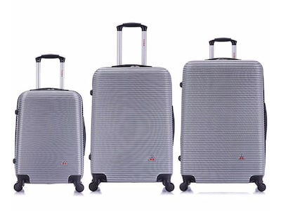 InUSA Royal 3-Piece Hardside Spinner Luggage Set, TSA Checkpoint Friendly, Silver (IUROYSML-SIL)