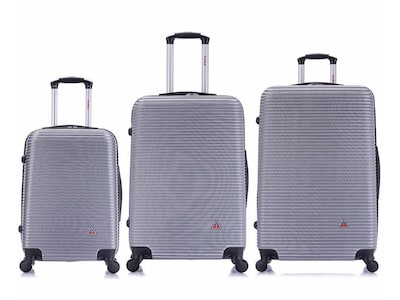 InUSA Royal 3-Piece Plastic Luggage Set, Silver (IUROYSML-SIL)