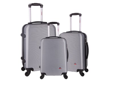 InUSA Royal 3-Piece Hardside Spinner Luggage Set, TSA Checkpoint Friendly, Silver (IUROYSML-SIL)