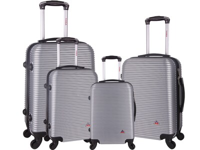 InUSA Royal 4-Piece Hardside Spinner Luggage Set, Silver (IUROYSMLXL-SIL)