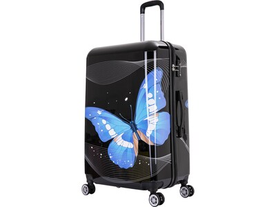 InUSA 28 Hardside Butterfly Suitcase, 4-Wheeled Spinner, TSA Checkpoint Friendly, Black Butterfly (