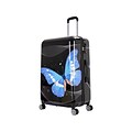 InUSA Prints Plastic 4-Wheel Spinner Luggage, Black Butterfly (IUAPC00L-BBU)