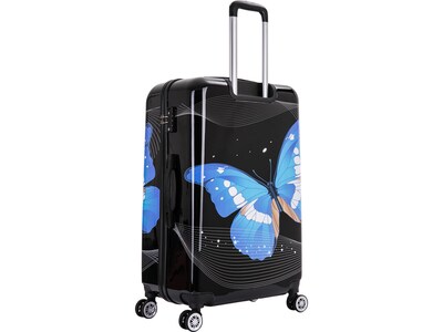 InUSA 28" Hardside Butterfly Suitcase, 4-Wheeled Spinner, TSA Checkpoint Friendly, Black Butterfly (IUAPC00L-BBU)
