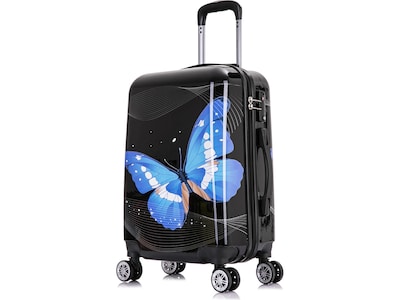 InUSA 20" Hardside Butterfly Carry-On Suitcase, 4-Wheeled Spinner, TSA Checkpoint Friendly, Black Butterfly (IUAPC00S-BBU)