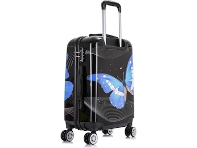 InUSA 20" Hardside Butterfly Carry-On Suitcase, 4-Wheeled Spinner, TSA Checkpoint Friendly, Black Butterfly (IUAPC00S-BBU)