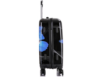 InUSA 20" Hardside Butterfly Carry-On Suitcase, 4-Wheeled Spinner, TSA Checkpoint Friendly, Black Butterfly (IUAPC00S-BBU)