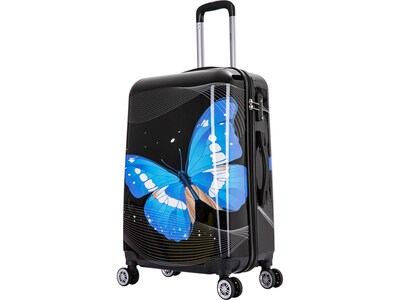 InUSA 24" Hardside Butterfly Suitcase, 4-Wheeled Spinner, TSA Checkpoint Friendly, Black Butterfly (IUAPC00M-BBU)